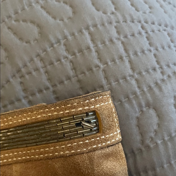 Coach Tan Suede Satchel with Gold Accents and Matching Wallet - Picture 4 of 12